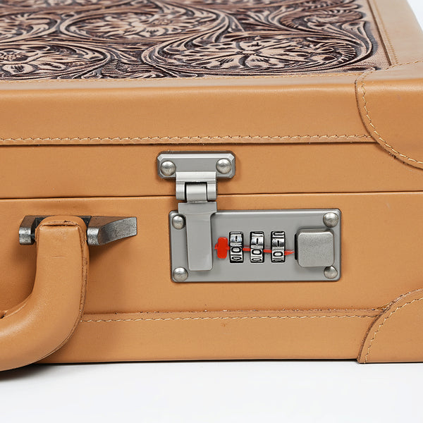 ADBGZ882 Hand-Tooled Leather Jewelry Case with Combination Locks | American Darling