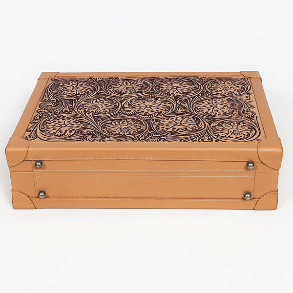 ADBGZ882 Hand-Tooled Leather Jewelry Case with Combination Locks | American Darling