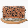 ADBGA787 American Darling Handcrafted Genuine Leather Organiser Bag Floral Carved