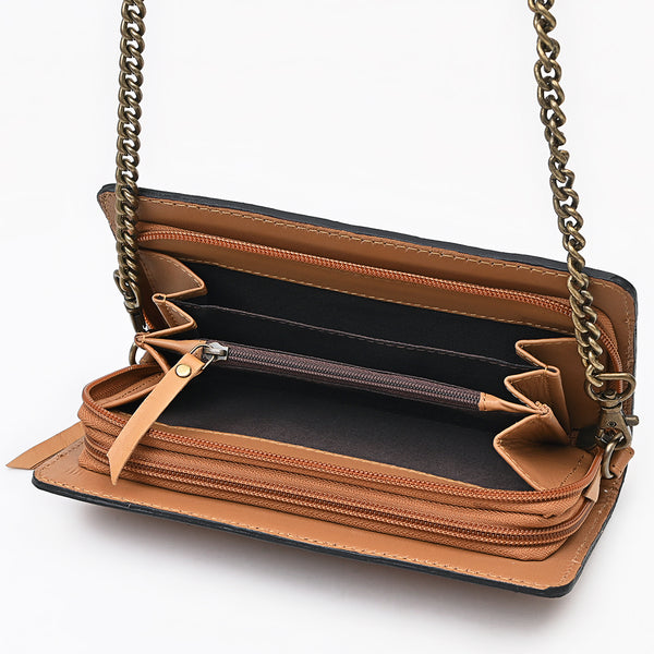 ADBGA787 American Darling Handcrafted Genuine Leather Organiser Bag Floral Carved