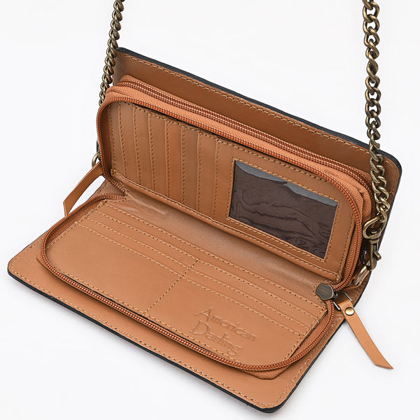 ADBGA787 American Darling Handcrafted Genuine Leather Organiser Bag Floral Carved
