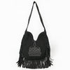 ADBGA734 American Darling Fringe Boot Stitched Genuine Leather Large Cross body Bag