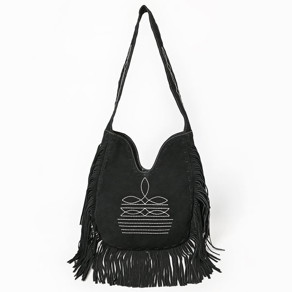 ADBGA734 American Darling Fringe Boot Stitched Genuine Leather Large Cross body Bag