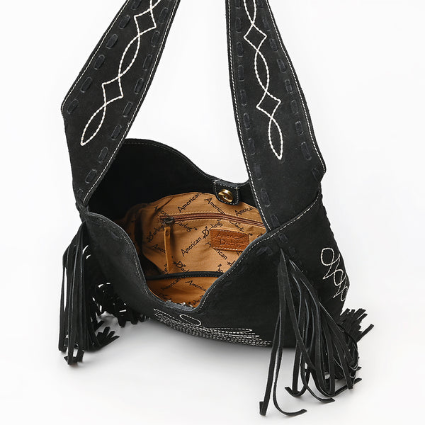 ADBGA734 American Darling Fringe Boot Stitched Genuine Leather Large Cross body Bag