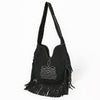 ADBGA734 American Darling Fringe Boot Stitched Genuine Leather Large Cross body Bag