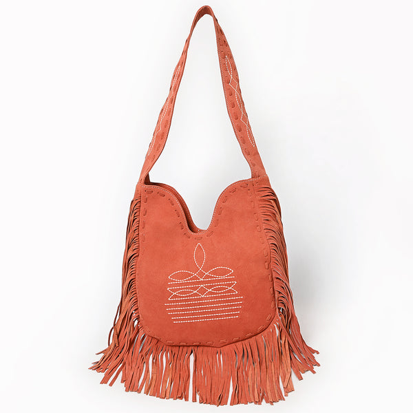 ADBGA734 American Darling Fringe Boot Stitched Genuine Leather Large Cross body Bag