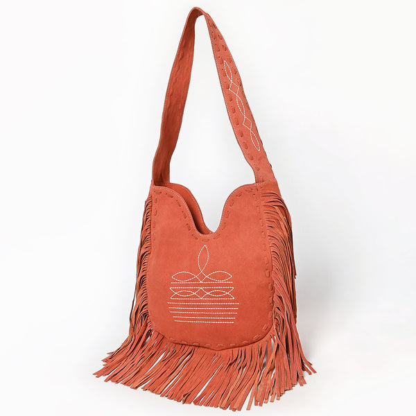 ADBGA734 American Darling Fringe Boot Stitched Genuine Leather Large Cross body Bag