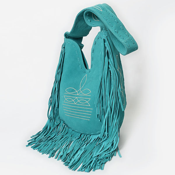 ADBGA734 American Darling Fringe Boot Stitched Genuine Leather Large Cross body Bag