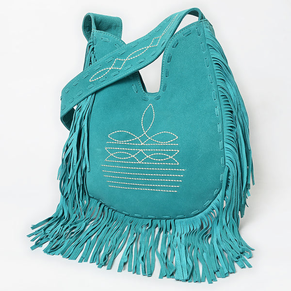 ADBGA734 American Darling Fringe Boot Stitched Genuine Leather Large Cross body Bag