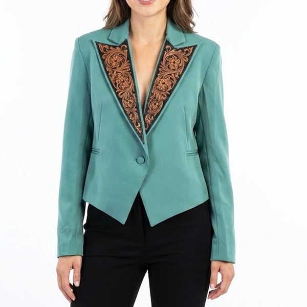 ADBZ061 American Darling Cowgirl Fabric Jacket with Harness Leather Trim