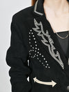 ADBZ062 American Darling Black Fabric Western Blazer Studded & Stitched Detail