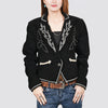 ADBZ062 American Darling Black Fabric Western Blazer Studded & Stitched Detail