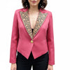 ADBZ067 American Darling Pink Fabric & Harness Leather Western Blazer Jacket