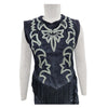 ADDR021 American Darling Black Leather Vest Western Fringe Embroidered Top