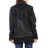 ADJKT048 Women's Black Leather Fringe Western Jacket with Stud Accents