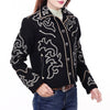 ADJKT064 Women Western Style Woolen Jacket with Embroidered Detailing
