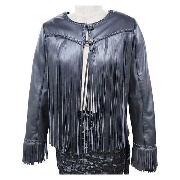 ADJKT068 Genuine Leather Women Shirt Jacket Dress