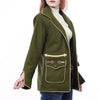 ADJKT069 Women's Olive Green Western Wool Blazer with Embroidered Arrow Pockets
