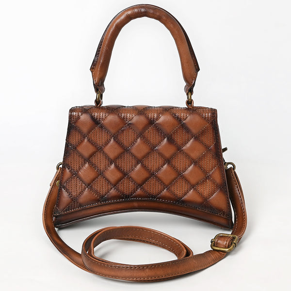 ADBGM629 Mini Western Handbag - Quilted Genuine Leather Purse with Detachable Strap