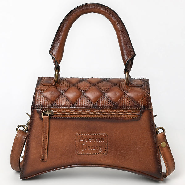 ADBGM629 Mini Western Handbag - Quilted Genuine Leather Purse with Detachable Strap