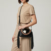ADBG1726 American Darling Small Cross body Bag Hand Tooled Floral with Hair-On Cowhide and Fringes