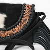ADBG1726 American Darling Small Cross body Bag Hand Tooled Floral with Hair-On Cowhide and Fringes