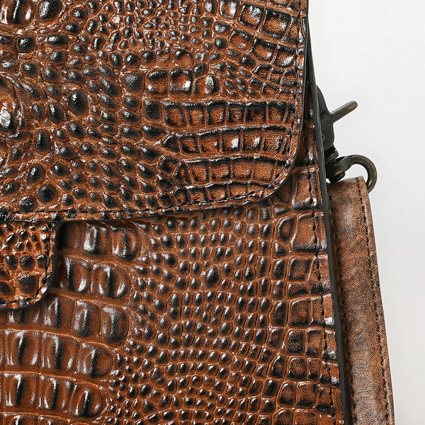ADBG1729 American Darling Western Cross body Bag in Crocodile Embossed Full Grain Leather