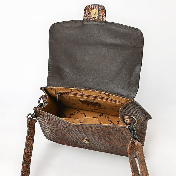 ADBG1729 American Darling Western Cross body Bag in Crocodile Embossed Full Grain Leather