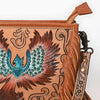 ADBG1730 American Darling Western Leather Cross body Bag with Hand Tooled Floral Carving and Fringes