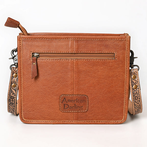 ADBG1730 American Darling Western Leather Cross body Bag with Hand Tooled Floral Carving and Fringes