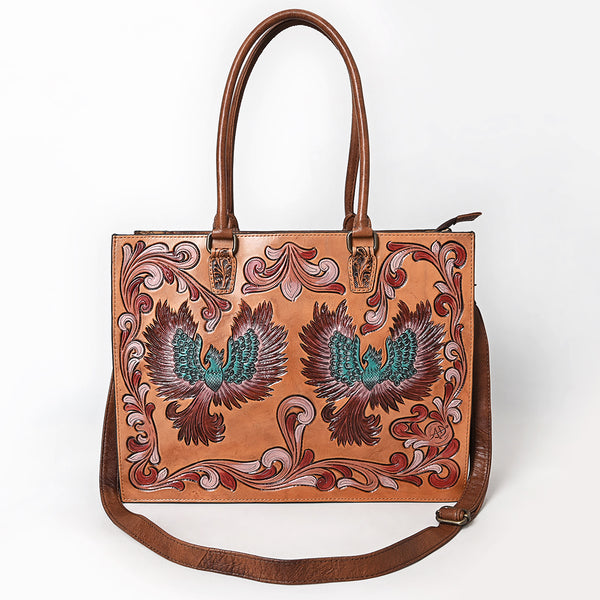 ADBG1731 American Darling Western Leather Tote Bag with Hand Tooled Floral Carved