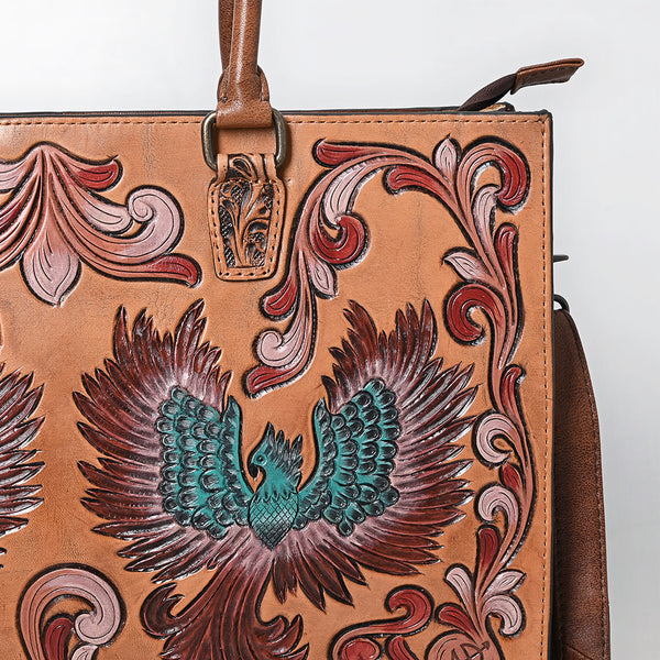 ADBG1731 American Darling Western Leather Tote Bag with Hand Tooled Floral Carved