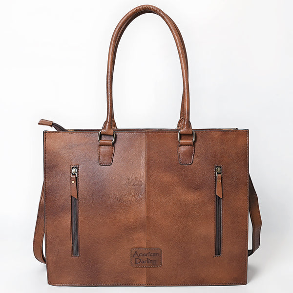 ADBG1731 American Darling Western Leather Tote Bag with Hand Tooled Floral Carved