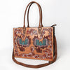 ADBG1731 American Darling Western Leather Tote Bag with Hand Tooled Floral Carved