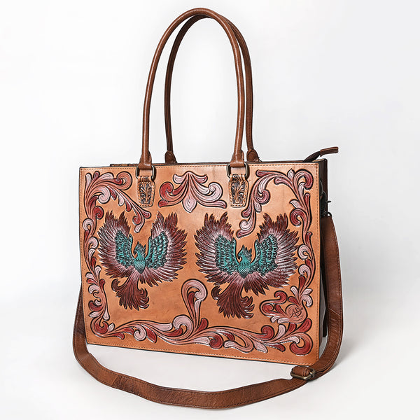 ADBG1731 American Darling Western Leather Tote Bag with Hand Tooled Floral Carved
