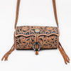 ADBGA796 American Darling Hand Tooled Floral Leather Cross body Bag with Fringes
