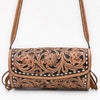 ADBGA796 American Darling Hand Tooled Floral Leather Cross body Bag with Fringes