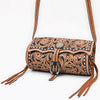 ADBGA796 American Darling Hand Tooled Floral Leather Cross body Bag with Fringes
