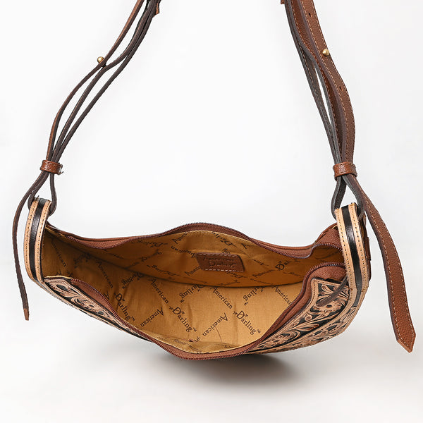 ADBGA797 American Darling Handcrafted Genuine Leather Small Cross body Bag Floral Carved