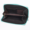 ADBGZ810 Hand-Tooled Leather Wallet - Western Floral Zip Wallet with Inlay