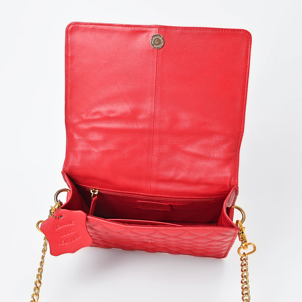 NMBGM187 Never Mind Diamond Quilted Leather Flap Shoulder Bag