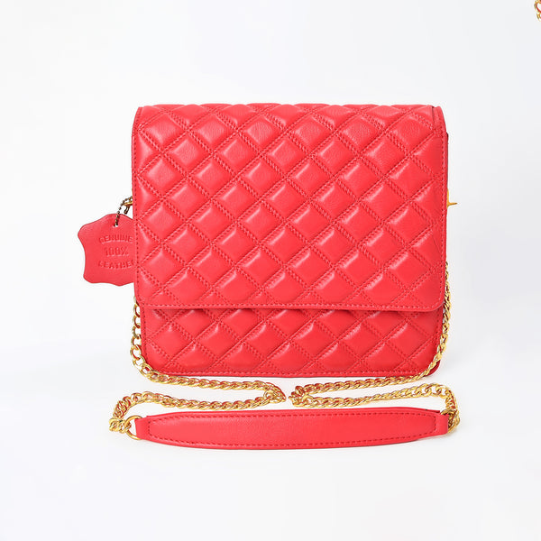 NMBGM187 Never Mind Diamond Quilted Leather Flap Shoulder Bag