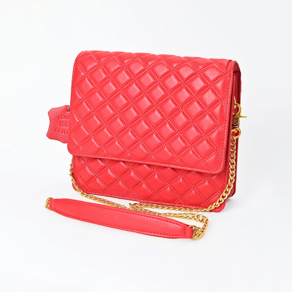 NMBGM187 Never Mind Diamond Quilted Leather Flap Shoulder Bag