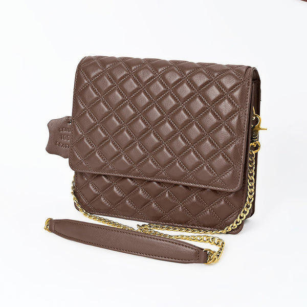 NMBGM187 Never Mind Diamond Quilted Leather Flap Shoulder Bag