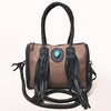 ADBGM270 Western Braided Fringe Duffel with Turquoise Concho - Genuine Leather