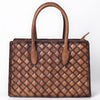 ADBGM696 Western Handbag - Quilted Genuine Leather Structured Tote with Whipstitch Trim