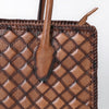 ADBGM696 Western Handbag - Quilted Genuine Leather Structured Tote with Whipstitch Trim