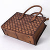 ADBGM696 Western Handbag - Quilted Genuine Leather Structured Tote with Whipstitch Trim