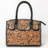 ADBG1733 American Darling Western Leather Tote Bag with Hand Tooled Floral Carving & Buck Stitched Detail