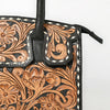 ADBG1733 American Darling Western Leather Tote Bag with Hand Tooled Floral Carving & Buck Stitched Detail